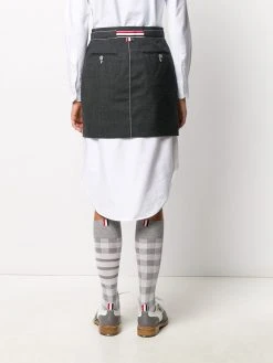 Thom Browne 2ply fresco tie waist mini sack skirt