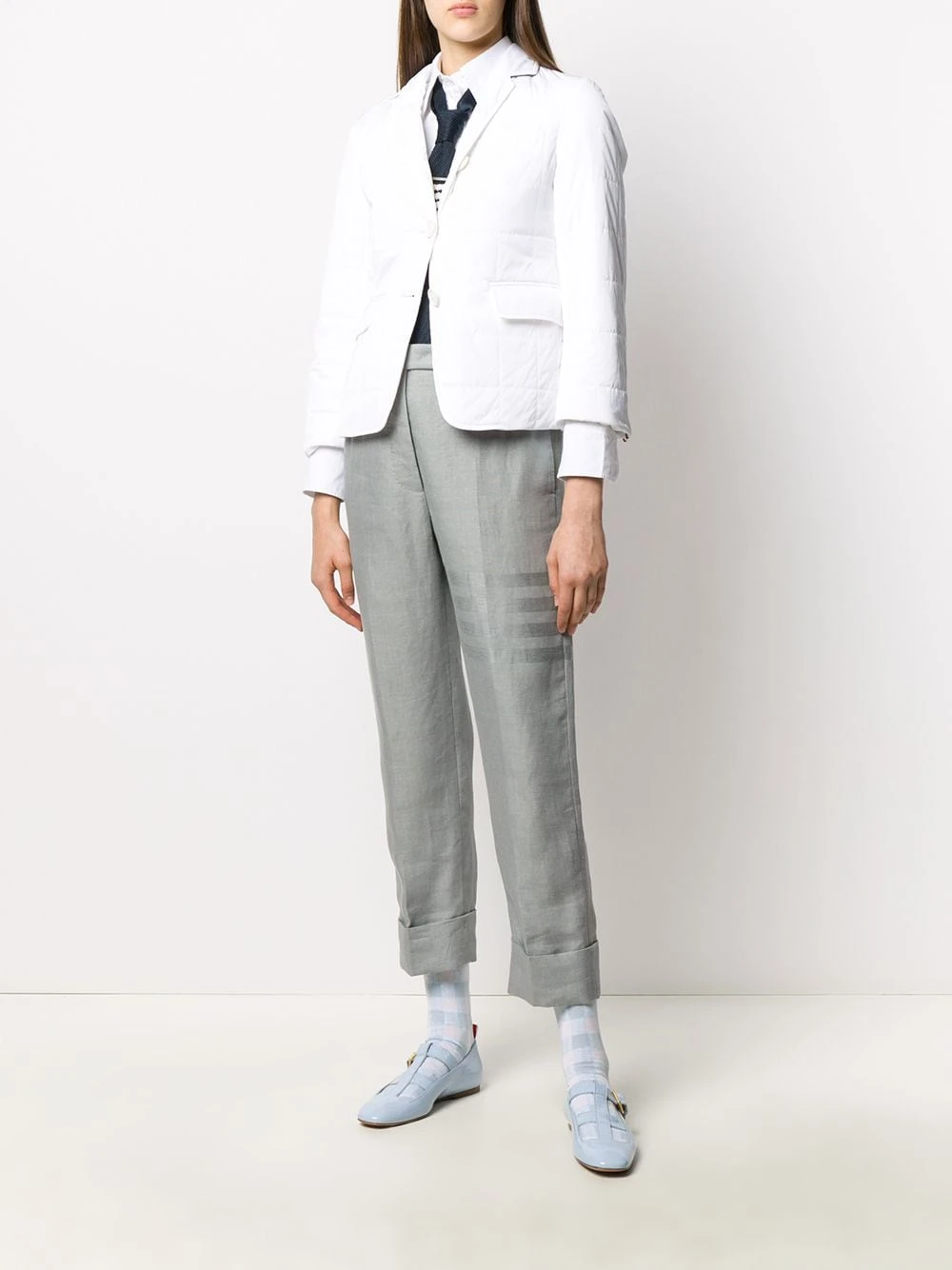 Best Pirce π Thom Browne Tonal 4 Bar linen trousers high waisted pants of women β 2 Thom Browne tonal 4-Bar linen trousers