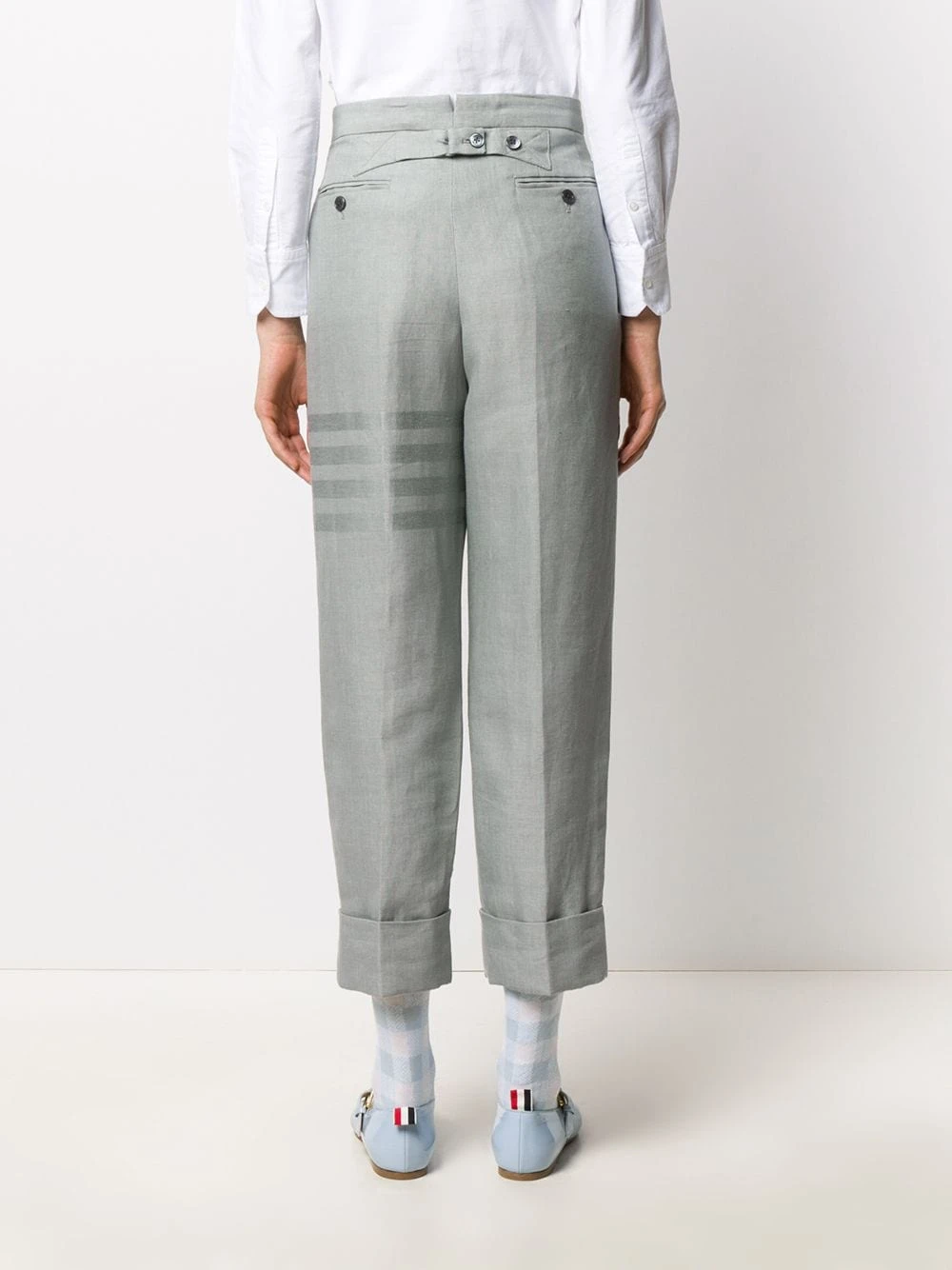 Best Pirce π Thom Browne Tonal 4 Bar linen trousers high waisted pants of women β 4 Thom Browne tonal 4-Bar linen trousers