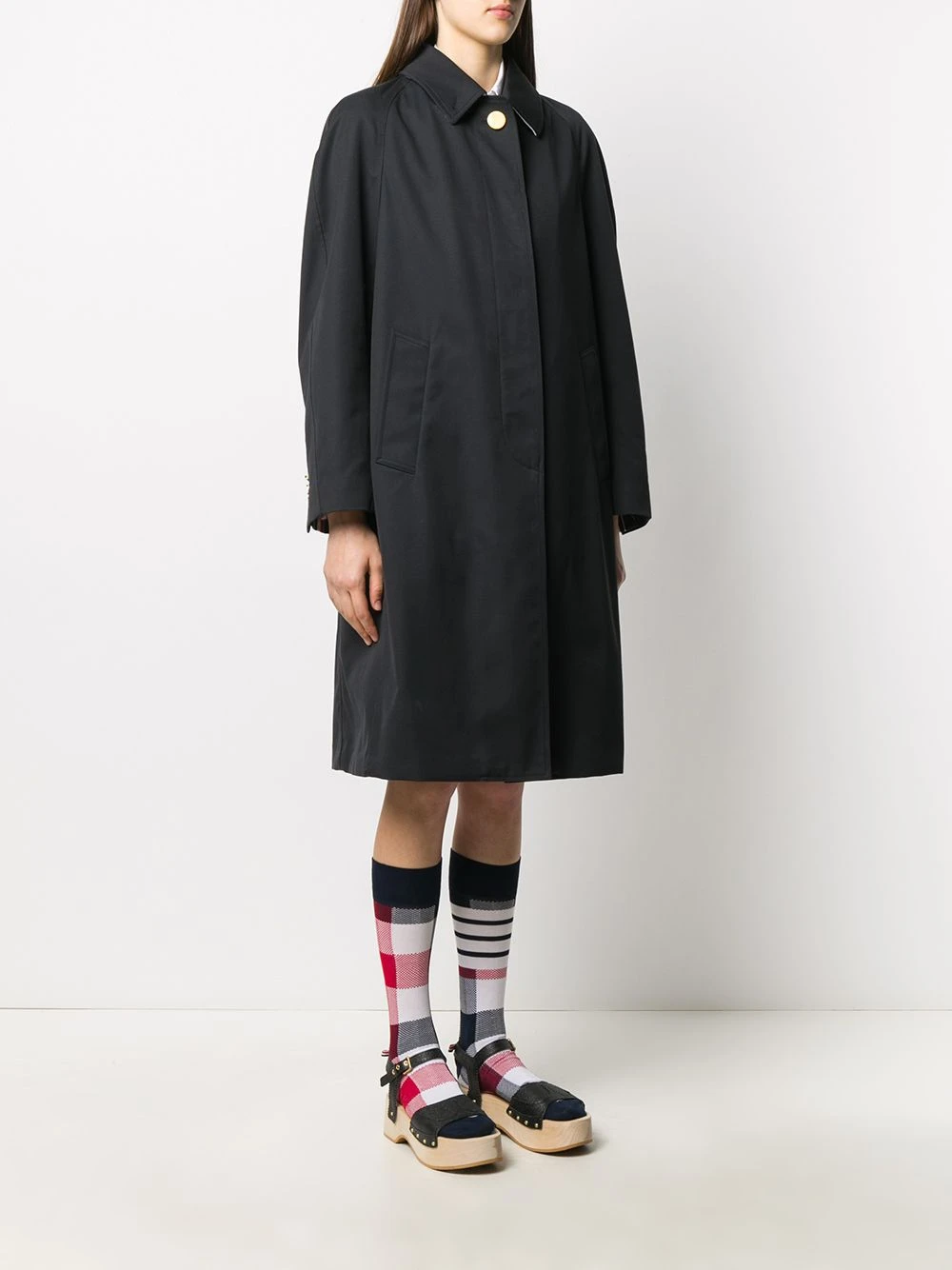 Flash Sale π₯° Thom Browne Box pleat raglan bal collar overcoat single breasted coats of women π 3 Thom Browne box-pleat raglan bal collar overcoat