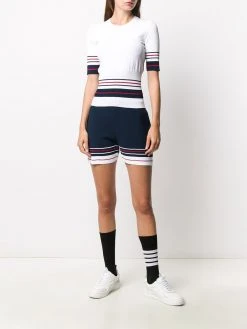 Thom Browne double cricket stripe pintuck shorts