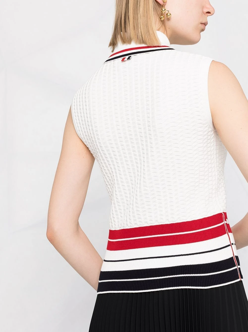 Hot Sale β Thom Browne RWB fine knit polo shirt knits of women π 3 Thom Browne RWB fine-knit polo shirt