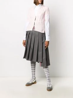 Thom Browne 4-Bar V-neck fan cable cardigan