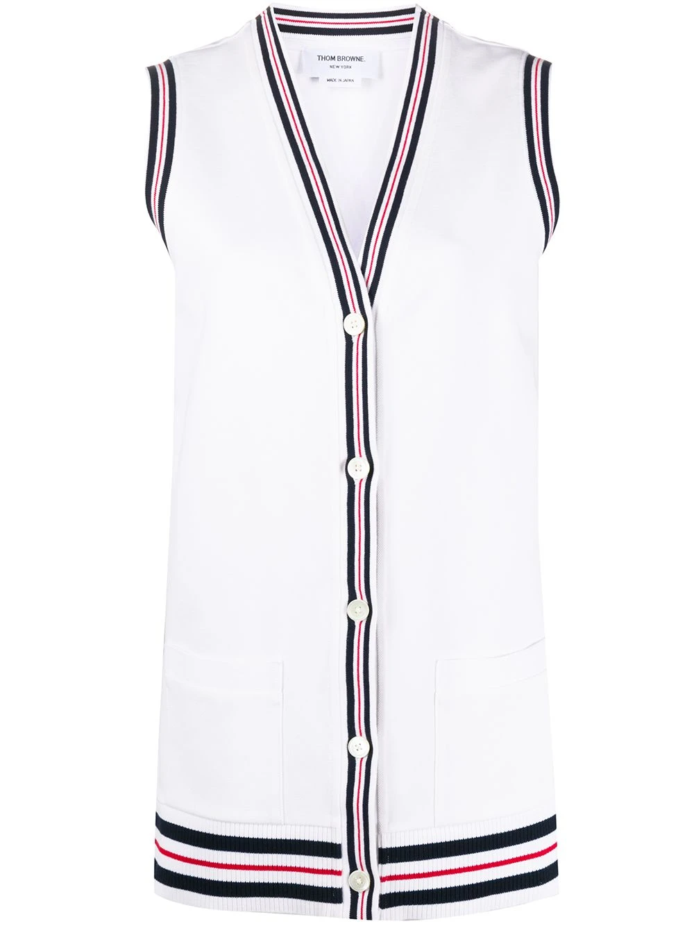 New ⭐ Thom Browne Cricket Stripe Varsity Sport buttoned vest cardigans of women 😀 1 Thom Browne Cricket Stripe Varsity Sport buttoned vest