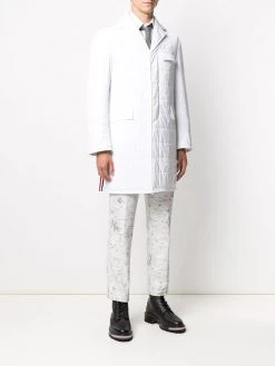 Thom Browne RWB stripe quilted Chesterfield overcoat