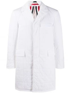 Thom Browne RWB stripe quilted Chesterfield overcoat