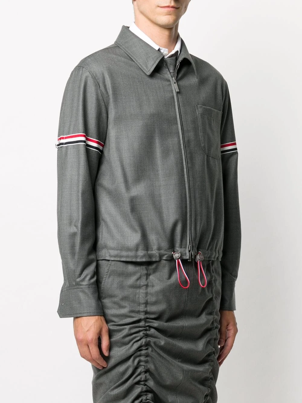 New β¨ Thom Browne Striped zip up shirt jacket shirt jackets of men π 3 Thom Browne striped zip-up shirt jacket