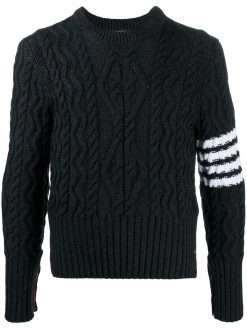 Thom Browne 4-Bar Aran cable knit jumper