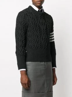 Thom Browne 4-Bar Aran cable knit jumper