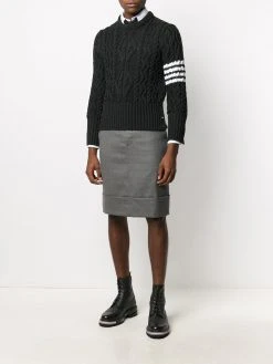 Thom Browne 4-Bar Aran cable knit jumper