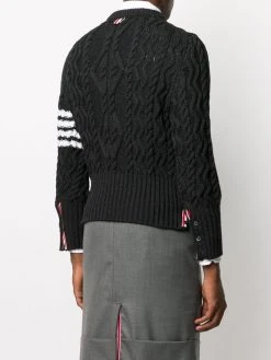 Thom Browne 4-Bar Aran cable knit jumper