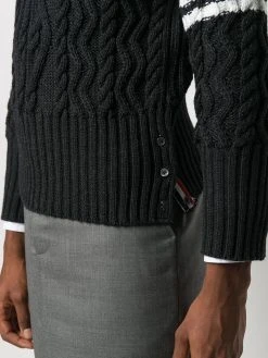 Thom Browne 4-Bar Aran cable knit jumper