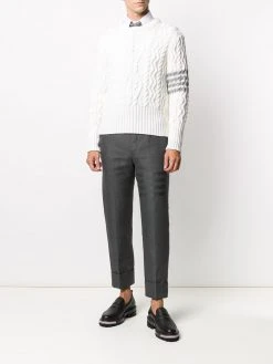 Thom Browne 4-Bar Aran cable knit jumper