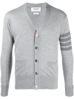 Thom Browne rear stripe V-neck merino cardigan