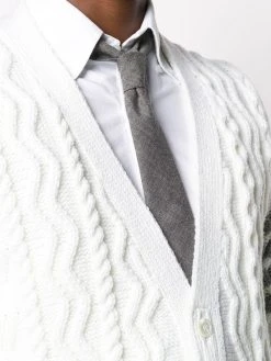 Thom Browne 4-Bar Aran cable knit cardigan