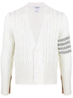 Thom Browne 4-Bar Aran cable knit cardigan