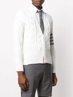 Thom Browne 4-Bar Aran cable knit cardigan