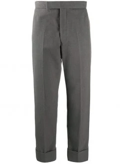 Thom Browne backstrap side-stripe cotton trousers