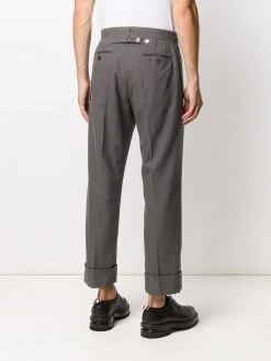 Thom Browne backstrap side-stripe cotton trousers