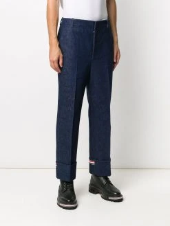 Best Sale ⌛ Thom Browne Deconstructed washed denim tailored trousers regular & straight-leg ✨ jeans of men 🧨 9 Thom Browne deconstructed washed denim tailored trousers