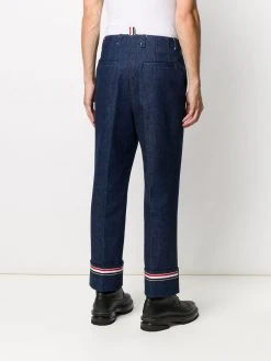 Best Sale ⌛ Thom Browne Deconstructed washed denim tailored trousers regular & straight-leg ✨ jeans of men 🧨 10 Thom Browne deconstructed washed denim tailored trousers