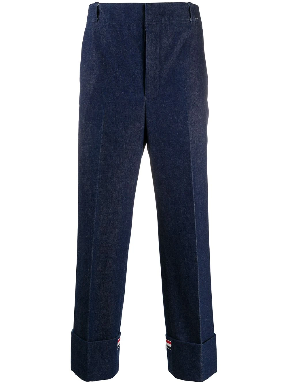 Best Sale ⌛ Thom Browne Deconstructed washed denim tailored trousers regular & straight-leg ✨ jeans of men 🧨 1 Thom Browne deconstructed washed denim tailored trousers