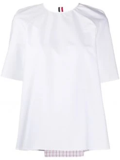 Thom Browne box pleat short sleeve blouse