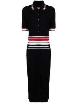 Thom Browne RWB-stripe knitted polo dress