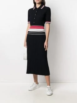 Thom Browne RWB-stripe knitted polo dress