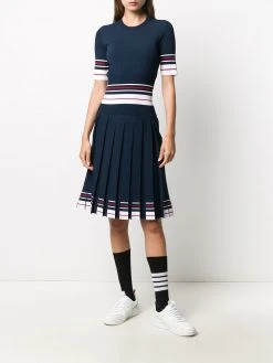 Thom Browne stripe-print box-pleat skirt