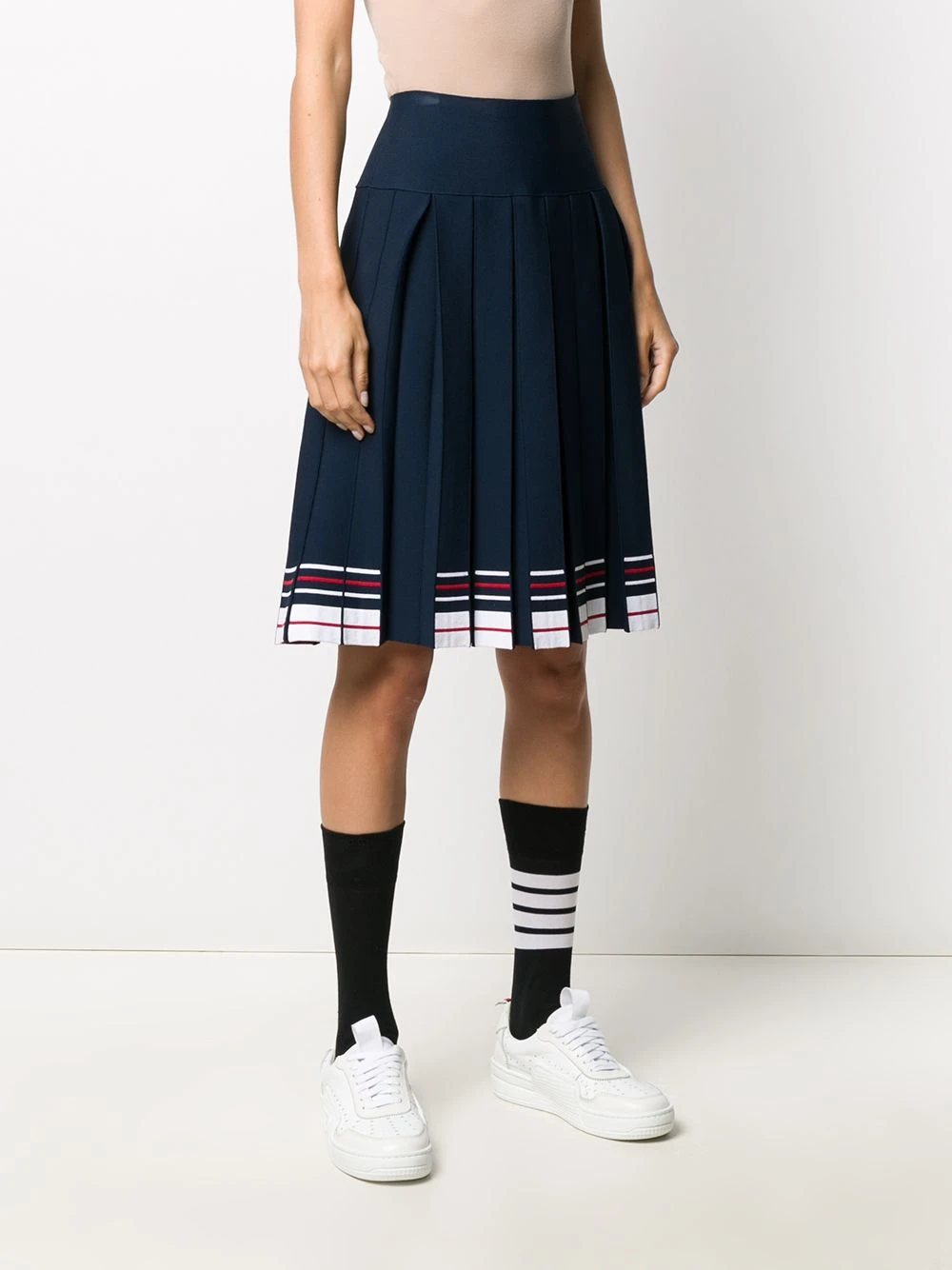 New π Thom Browne Stripe print box pleat skirt pleated skirts of women π 3 Thom Browne stripe-print box-pleat skirt