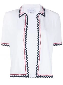 Thom Browne zigzag trim short sleeve cardigan