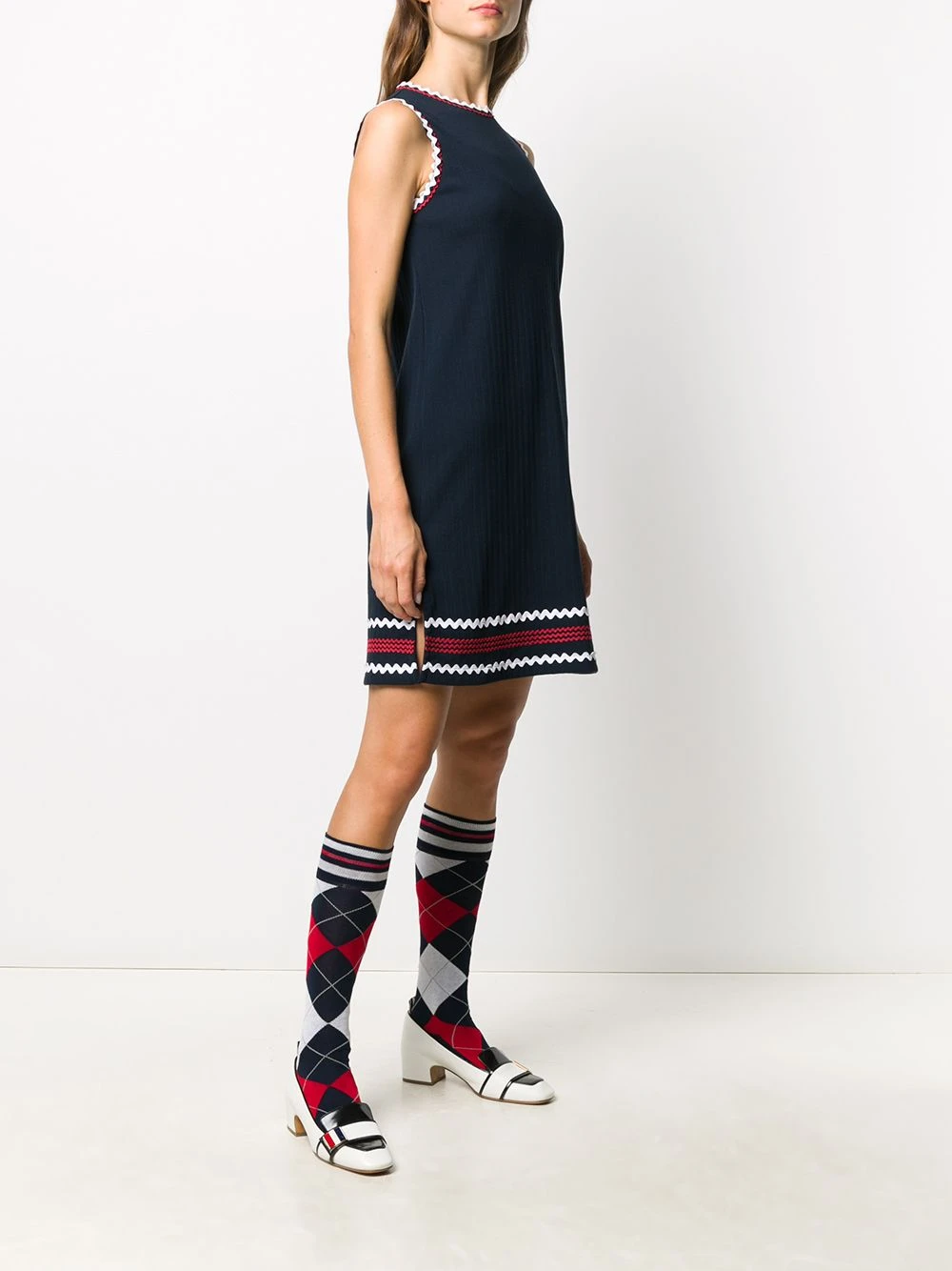 Wholesale ⌛ Thom Browne Zigzag trim shift😀 dress day dresses of women 🧨 3 Thom Browne zigzag-trim shift dress
