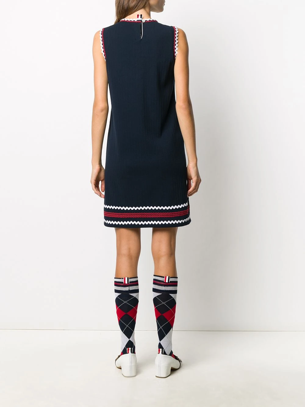 Wholesale ⌛ Thom Browne Zigzag trim shift😀 dress day dresses of women 🧨 4 Thom Browne zigzag-trim shift dress