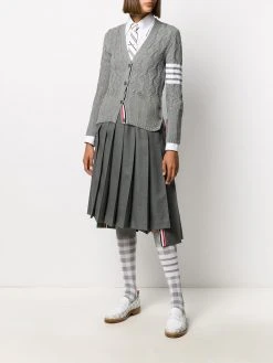 Thom Browne 4-Bar fan cable knit cardigan