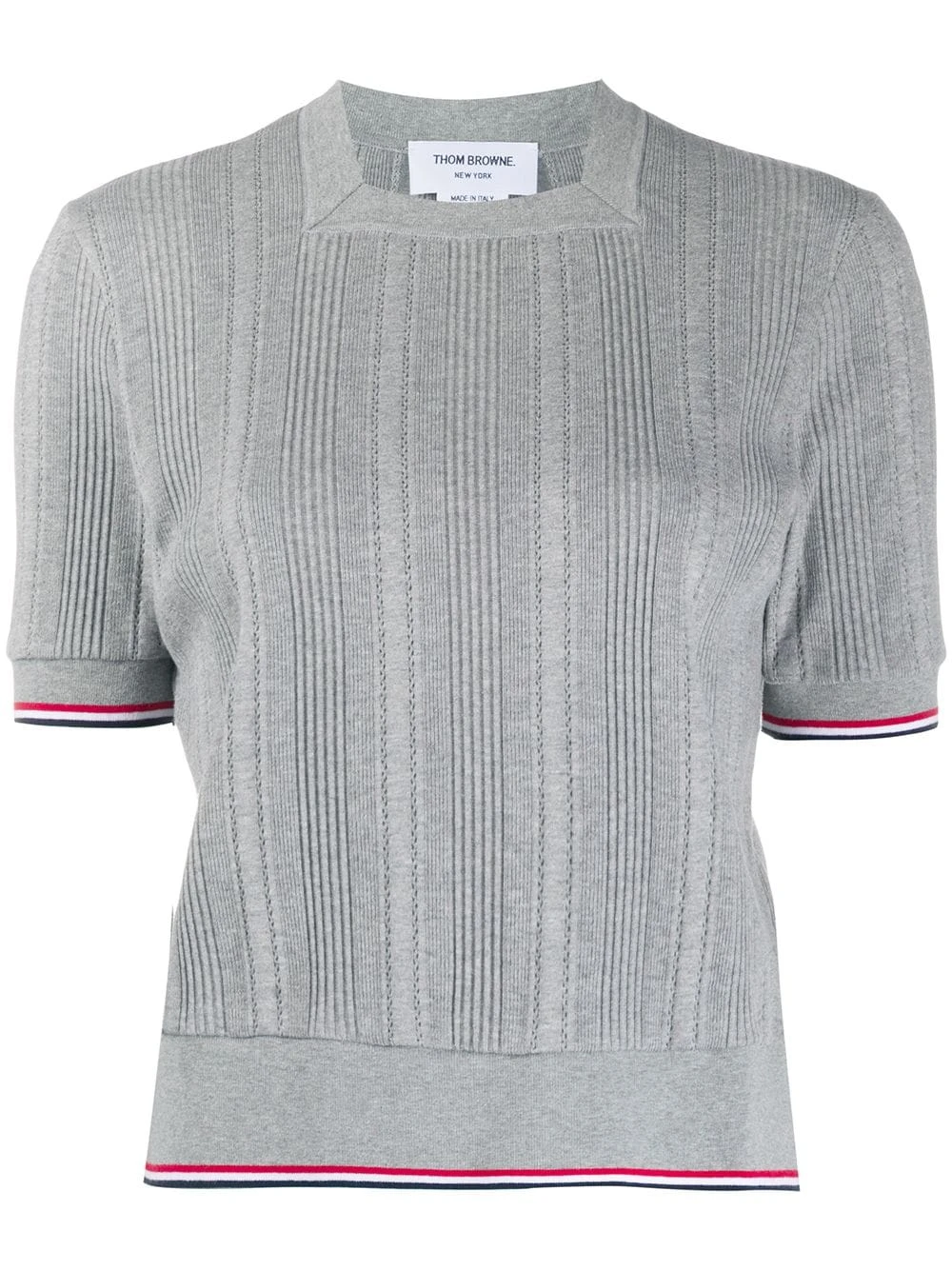 Outlet β Thom Browne Square neck ribbed knit top knitted tops of women π 1 Thom Browne square neck ribbed-knit top