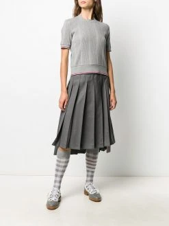 Thom Browne square neck ribbed-knit top
