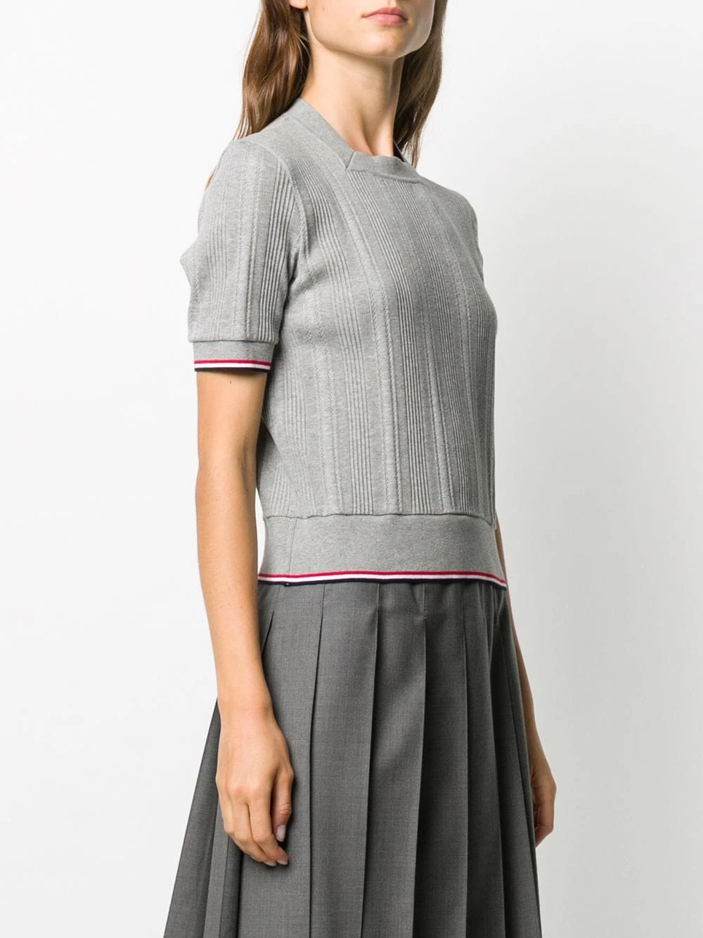 Outlet β Thom Browne Square neck ribbed knit top knitted tops of women π 3 Thom Browne square neck ribbed-knit top