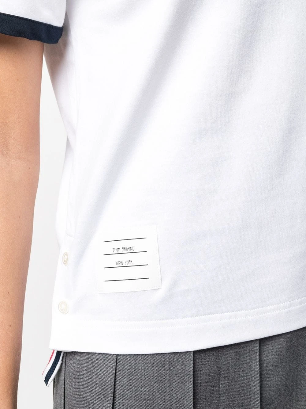 Top 10 β¨ Thom Browne Asymmetric hem short sleeve T shirt knits of women π₯° 5 Thom Browne asymmetric hem short-sleeve T-shirt