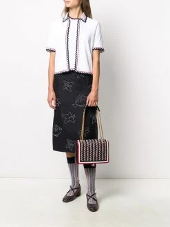 Thom Browne woven logo fold-over shoulder bag