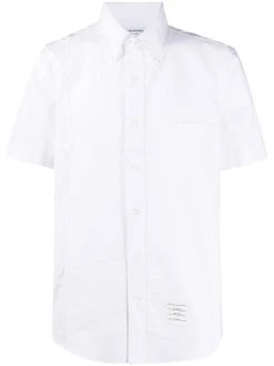 Thom Browne logo-patch short-sleeve shirt
