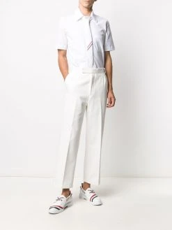 Thom Browne logo-patch short-sleeve shirt