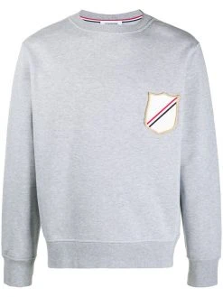 Thom Browne crest-patch boat-neck sweatshirt