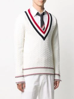 Cheap π Thom Browne V neck knit jumper knitted sweaters of men 𧨠7 Thom Browne V-neck knit jumper