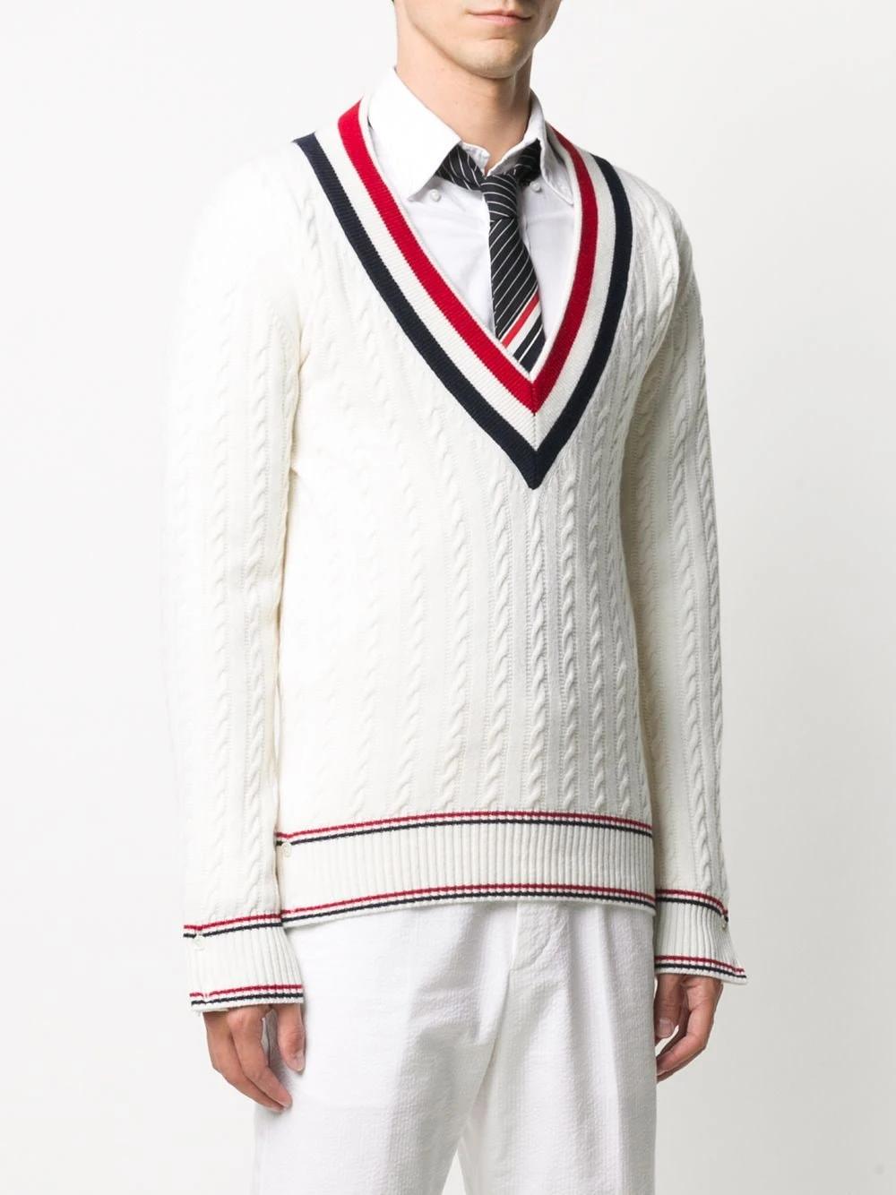 Cheap π Thom Browne V neck knit jumper knitted sweaters of men 𧨠3 Thom Browne V-neck knit jumper