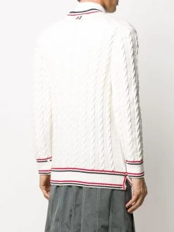 Wholesale ❤️ Thom Browne Heritage cable knit RWB stripe cardigan sweatshirts & knitwear of men ⭐ 8 Thom Browne heritage cable knit RWB stripe cardigan