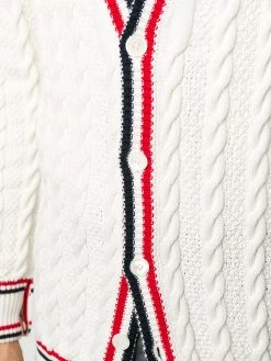Wholesale ❤️ Thom Browne Heritage cable knit RWB stripe cardigan sweatshirts & knitwear of men ⭐ 9 Thom Browne heritage cable knit RWB stripe cardigan
