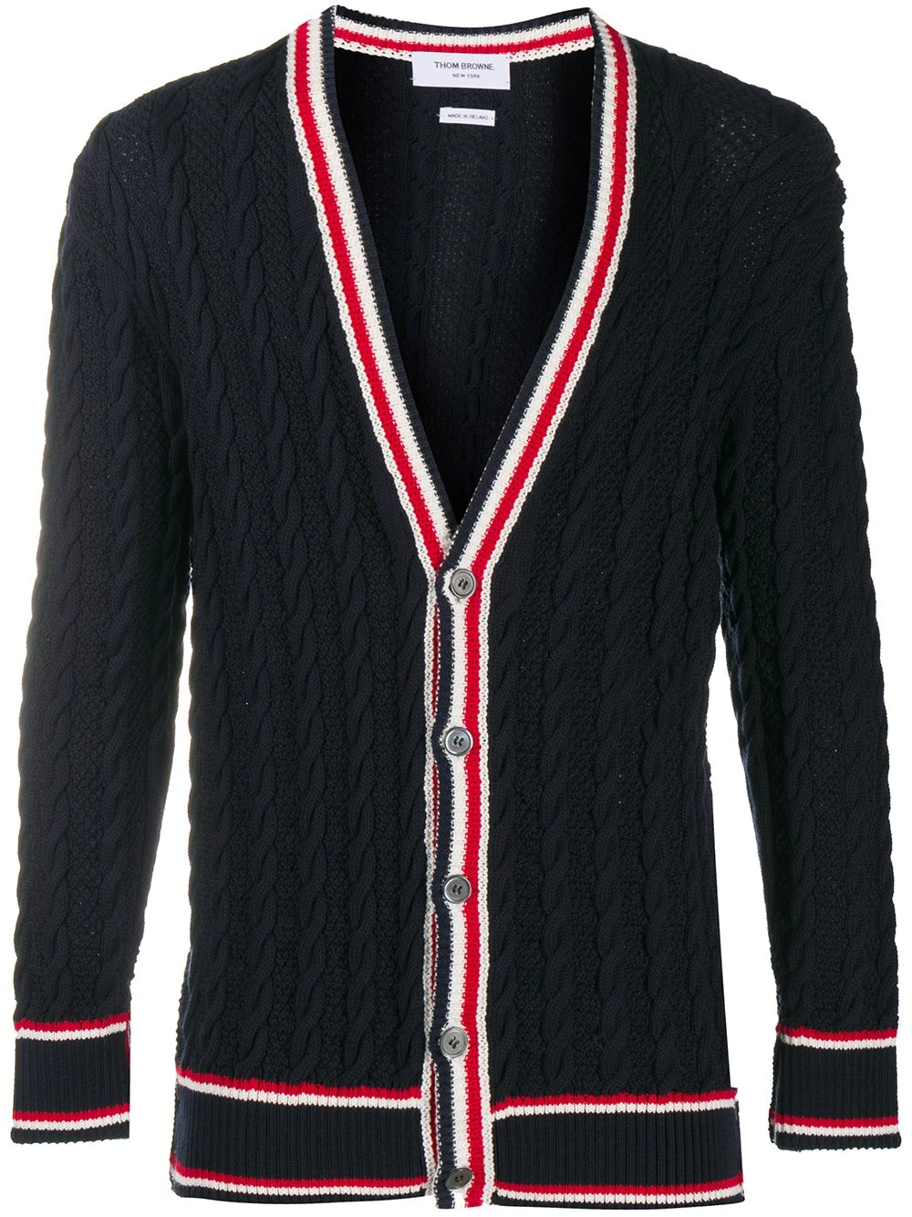 Outlet π Thom Browne Cable knit V neck cardigan cardigans of men β€οΈ 1 Thom Browne cable knit V-neck cardigan