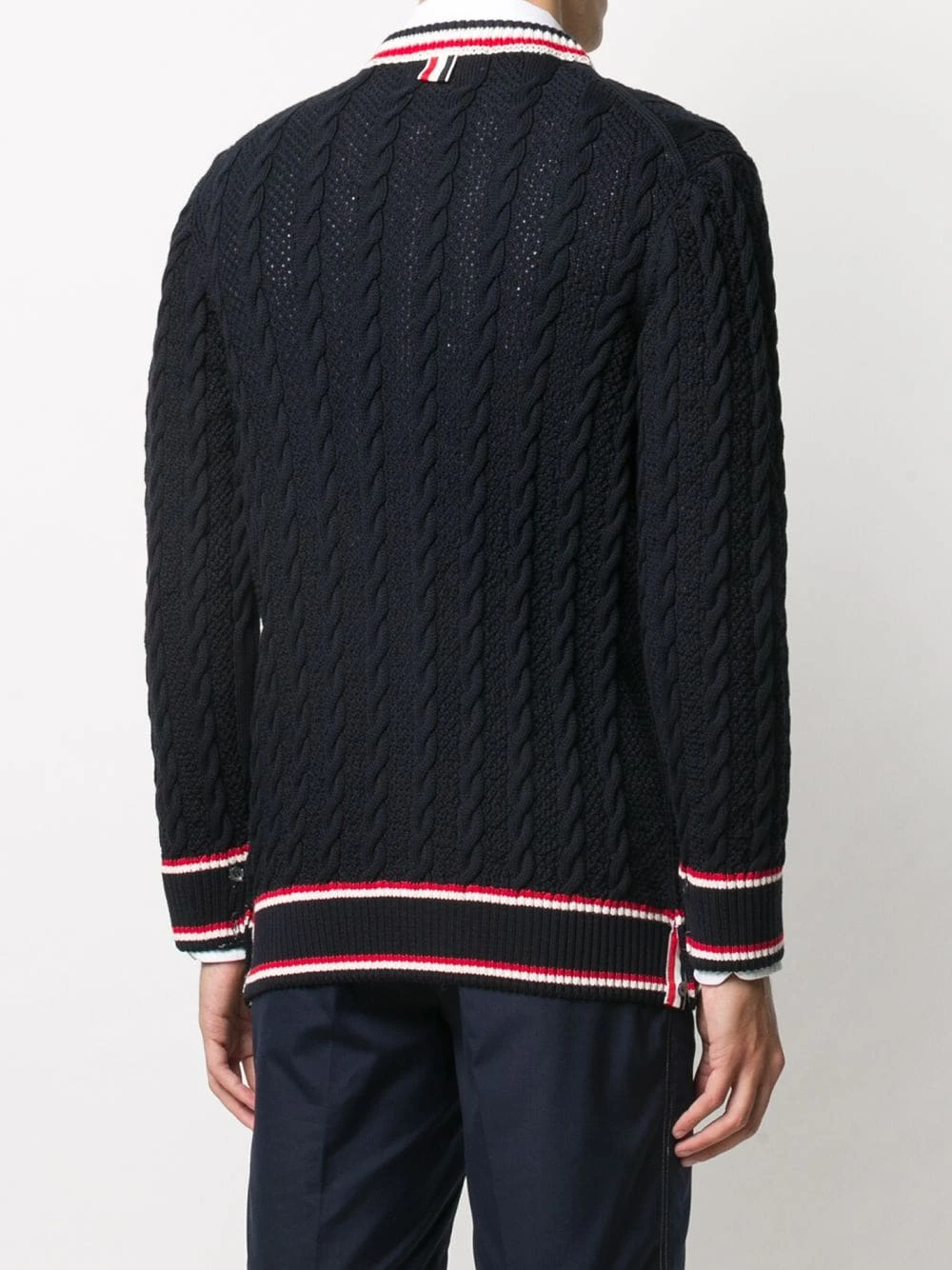 Outlet π Thom Browne Cable knit V neck cardigan cardigans of men β€οΈ 4 Thom Browne cable knit V-neck cardigan