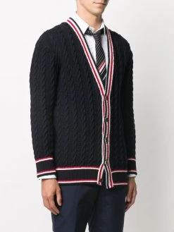 Outlet π Thom Browne Cable knit V neck cardigan cardigans of men β€οΈ 7 Thom Browne cable knit V-neck cardigan